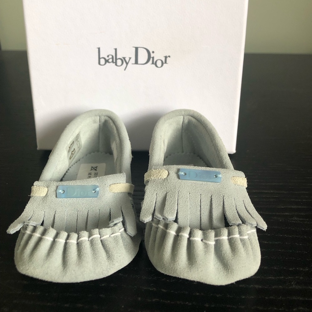 Authentic Baby Dior Suede Fringe Baby Moccasins
